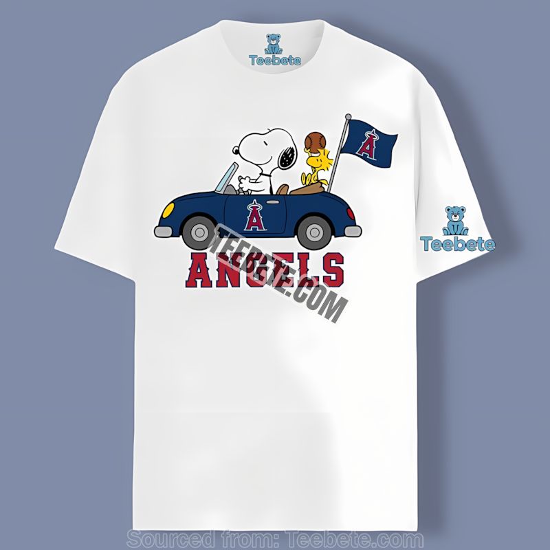Los Angeles Angels Snoopy Driving Car Shirt For Adults Fun