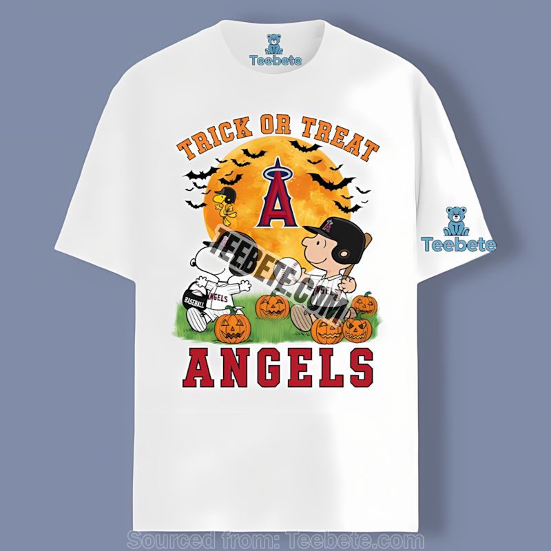 Los Angeles Angels Trick Or Treat Charlie Brown Snoopy Shirt Retro Style