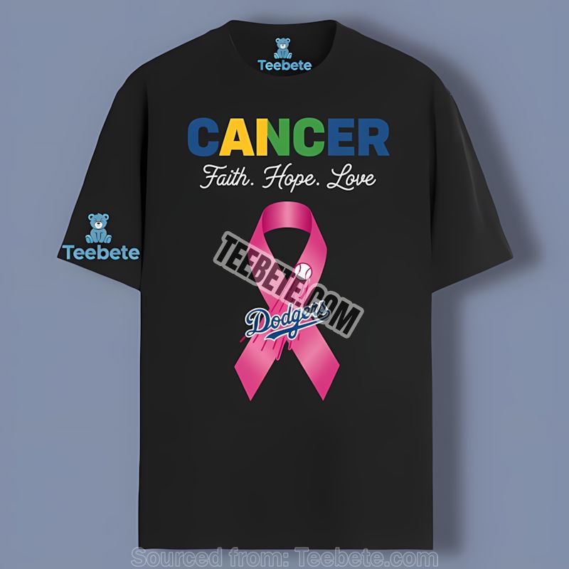 Los Angeles Dodgers Cancer Awareness Faith Hope Love Retro Shirt