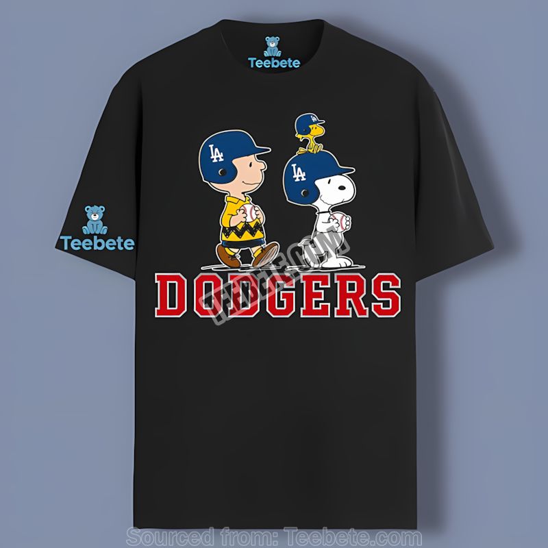 Los Angeles Dodgers Charlie Brown Snoopy Play Cotton Shirt
