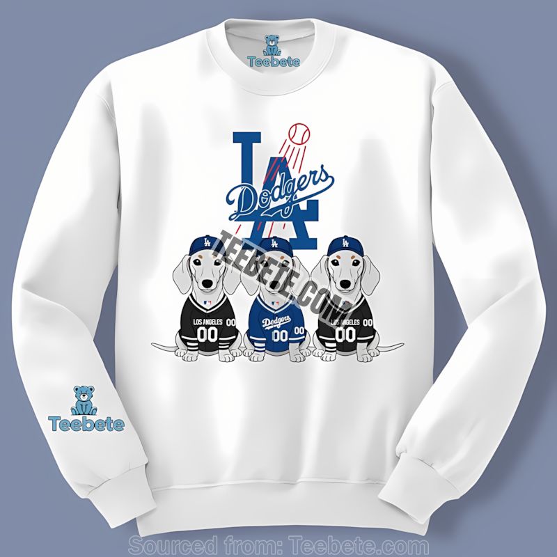 Los Angeles Dodgers Dachshund Dogs Adults Long Sleeve Los Angeles Dodgers Dachshund Dogs Adults Long Sleeve
