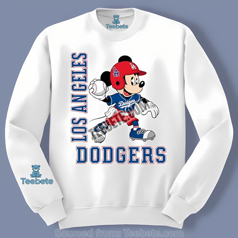 Los Angeles Dodgers Mickey Quarterback Baseball Trendy Long Sleeve Los Angeles Dodgers Mickey Quarterback Baseball Trendy Long Sleeve
