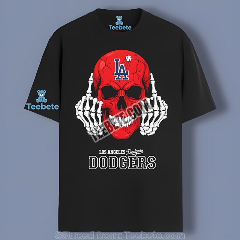 Los Angeles Dodgers Skull Middle Finger Graphic Shirt
