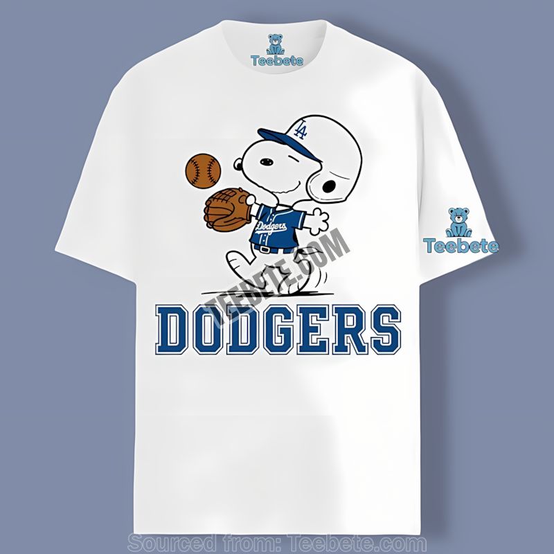Los Angeles Dodgers Snoopy Baseball Running Graphic Shirt