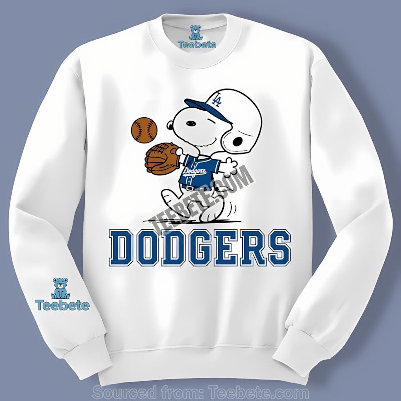 Los Angeles Dodgers Snoopy Baseball Running Graphic Long Sleeve Los Angeles Dodgers Snoopy Baseball Running Graphic Long Sleeve