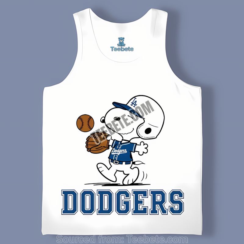 Los Angeles Dodgers Snoopy Baseball Running Graphic Tanktop Los Angeles Dodgers Snoopy Baseball Running Graphic Tanktop