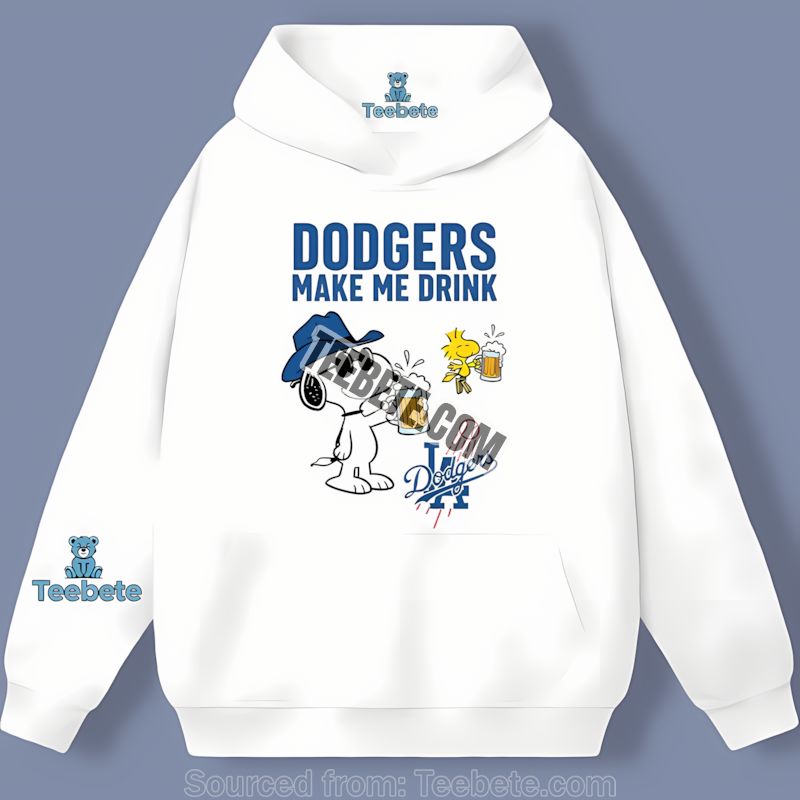 Los Angeles Dodgers Snoopy Make Me Drink Adults Hoodie Los Angeles Dodgers Snoopy Make Me Drink Adults Hoodie