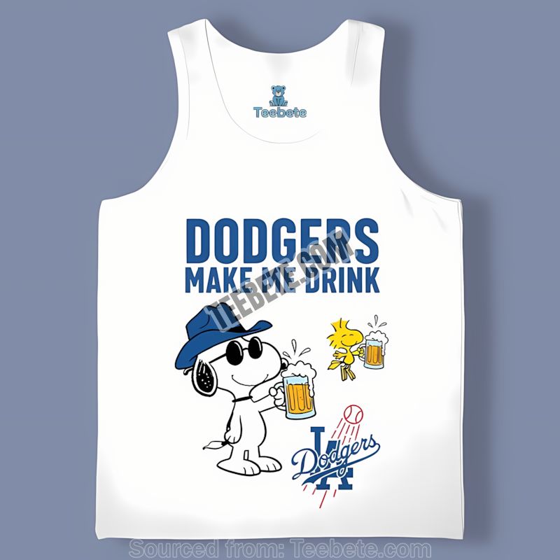 Los Angeles Dodgers Snoopy Make Me Drink Adults Tanktop Los Angeles Dodgers Snoopy Make Me Drink Adults Tanktop