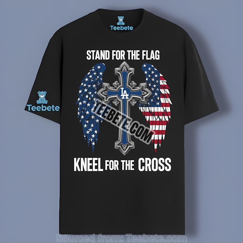 Los Angeles Dodgers Stand Flag Kneel Cross Cotton Shirt