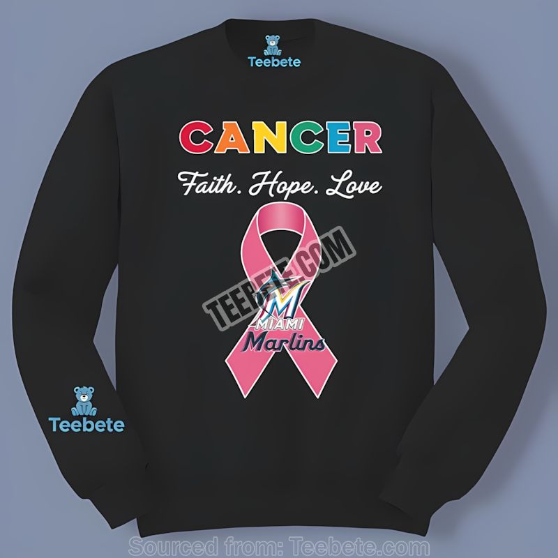 Miami Marlins Cancer Awareness Faith Hope Love Classic Long Sleeve Miami Marlins Cancer Awareness Faith Hope Love Classic Long Sleeve