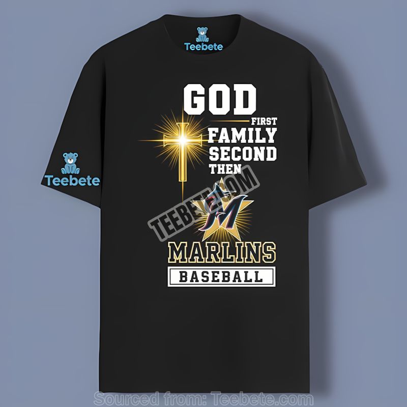 Miami Marlins God First Family Second Baseball Retro Shirt