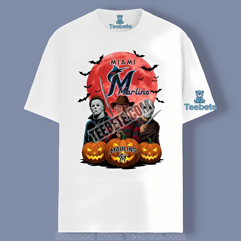 Miami Marlins Halloween Jason Freddy Michael Myers Shirt