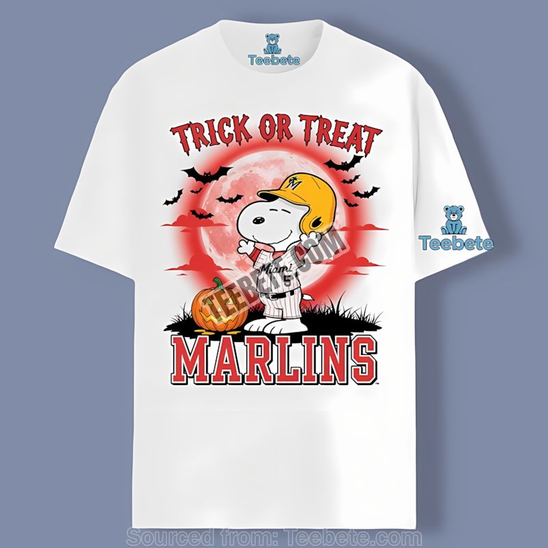 Miami Marlins Halloween Snoopy Trick Or Treat Shirt