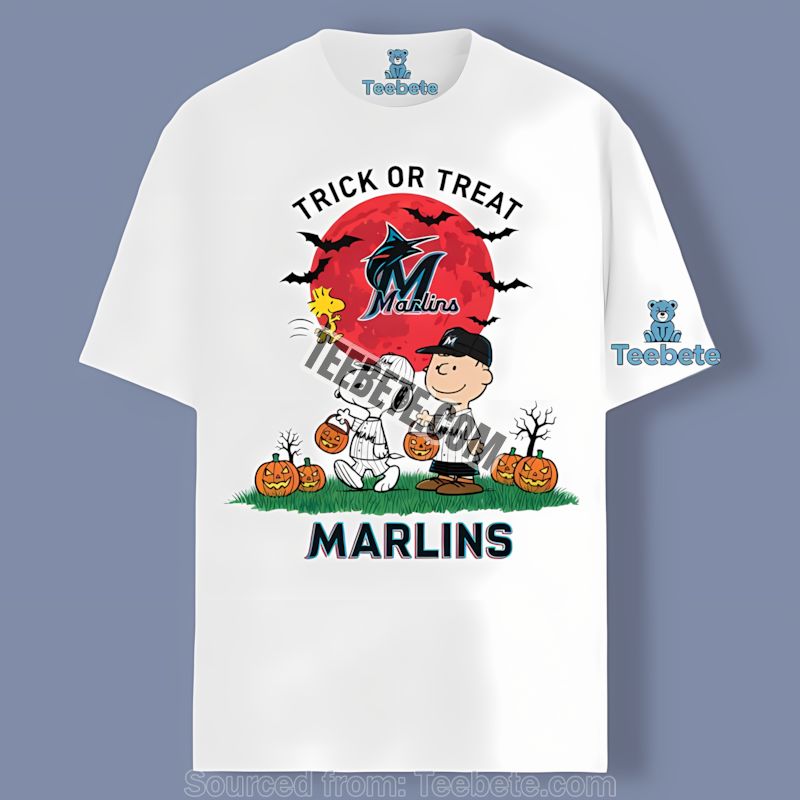 Miami Marlins Helmet Vs Snoopy Woodstock Color Shirt