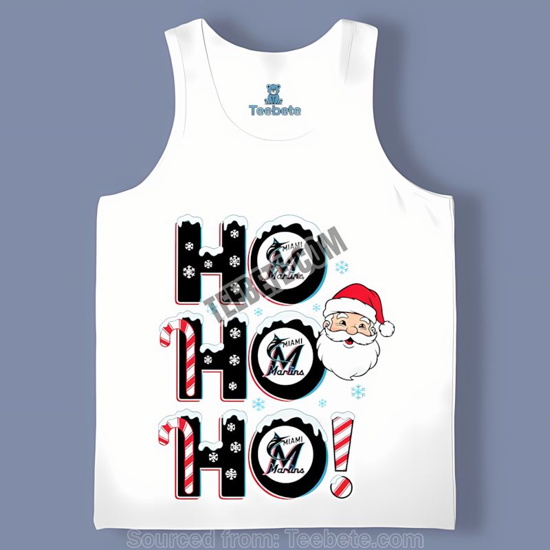 Miami Marlins Ho Ho Ho Santa Christmas Cotton Tanktop Miami Marlins Ho Ho Ho Santa Christmas Cotton Tanktop
