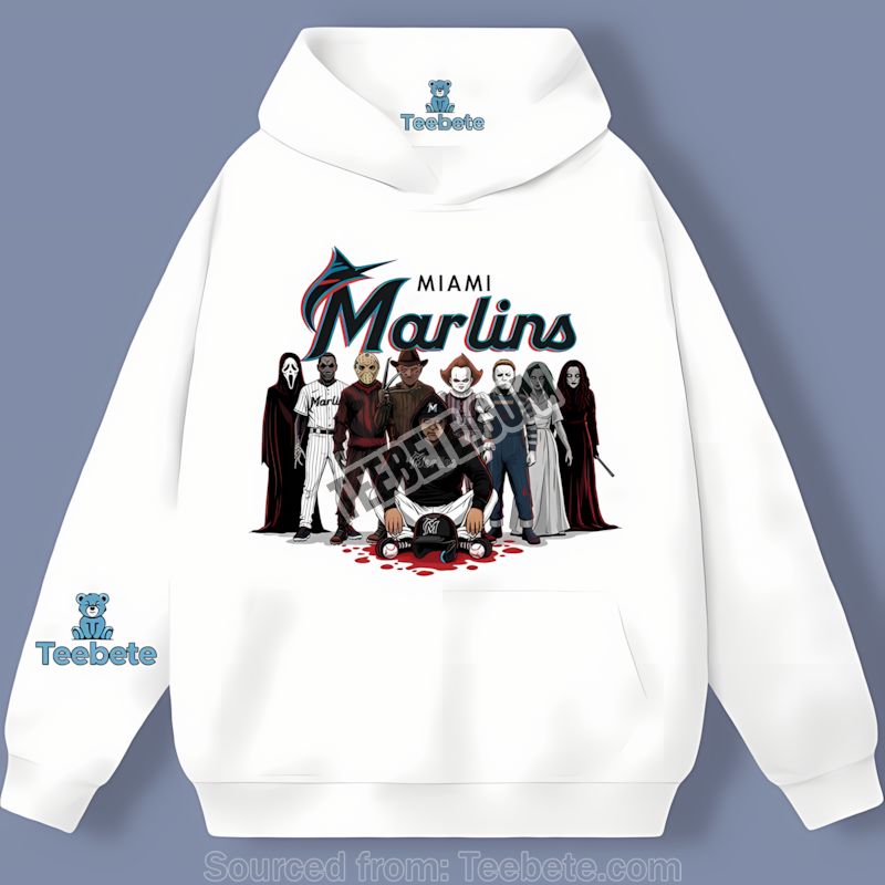 Miami Marlins Horror Movie Characters Halloween Hoodie Miami Marlins Horror Movie Characters Halloween Hoodie