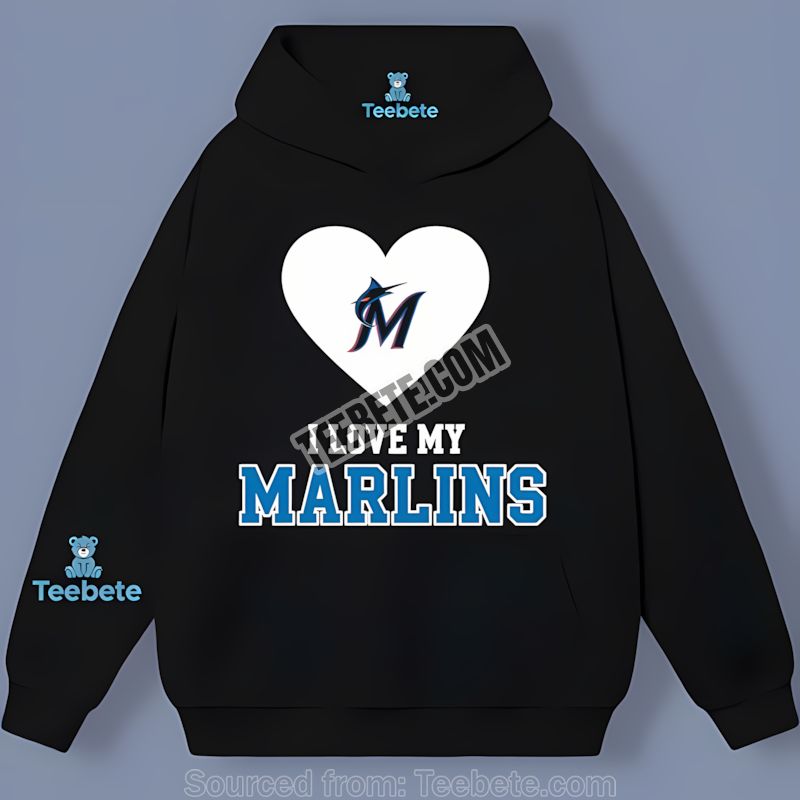 Miami Marlins I Love My Marlins Heart Regular Hoodie Miami Marlins I Love My Marlins Heart Regular Hoodie