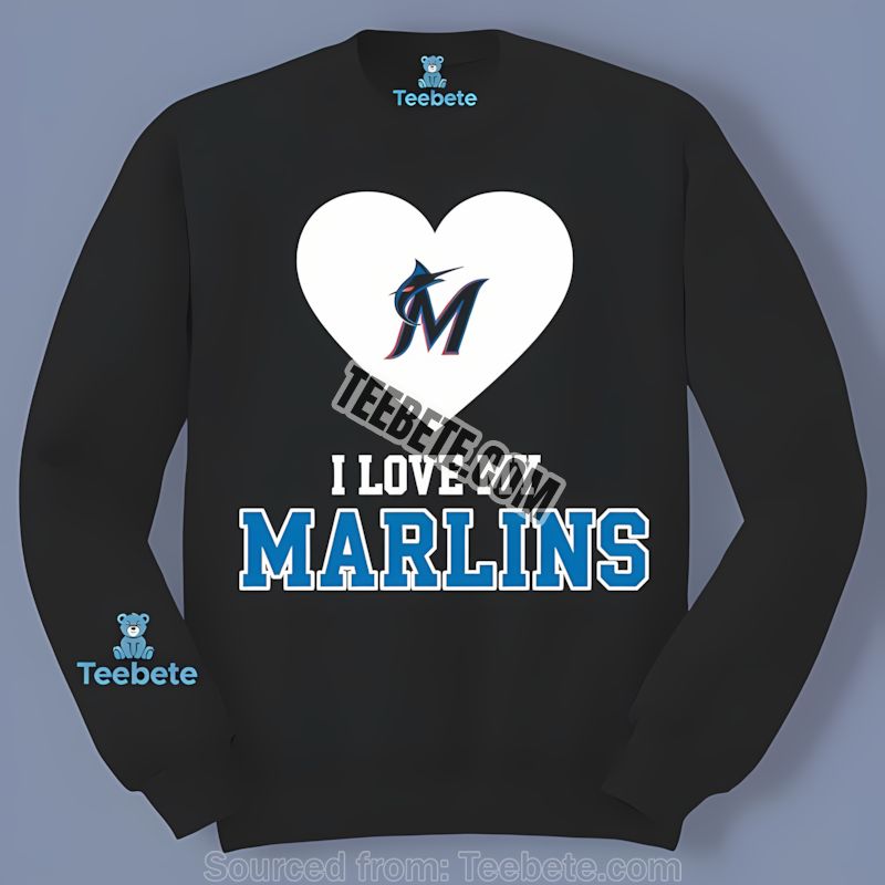 Miami Marlins I Love My Marlins Heart Regular Long Sleeve Miami Marlins I Love My Marlins Heart Regular Long Sleeve