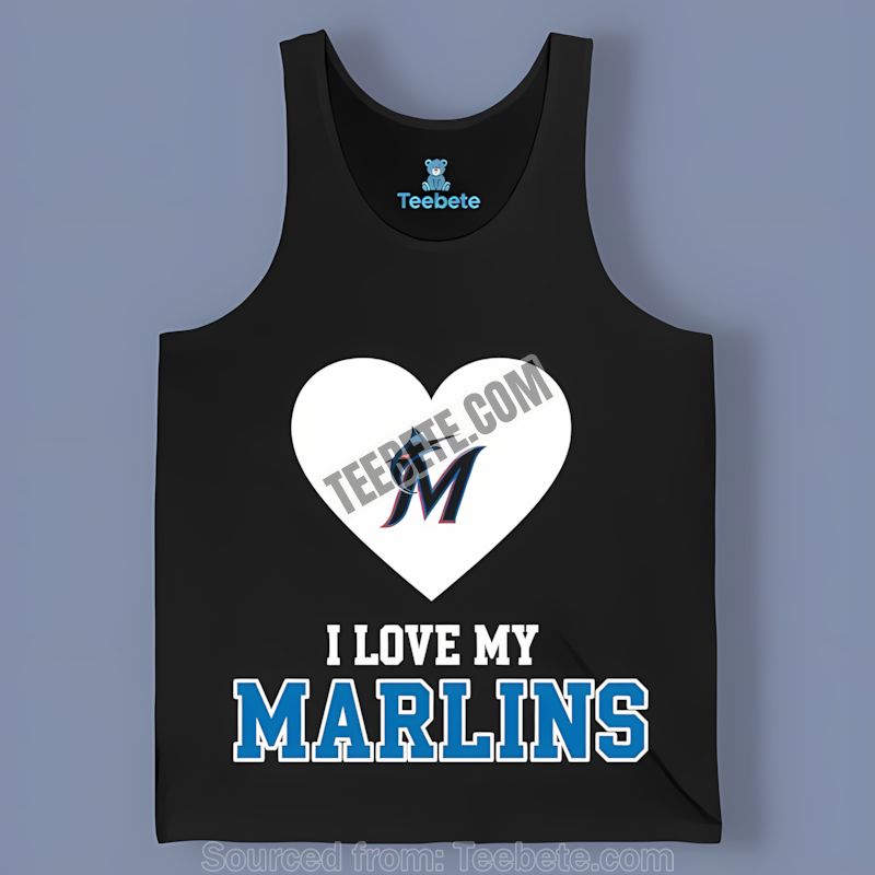 Miami Marlins I Love My Marlins Heart Regular Tanktop Miami Marlins I Love My Marlins Heart Regular Tanktop
