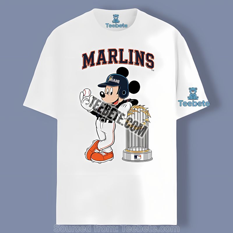 Miami Marlins Mickey Baseball Bat Cartoon Retro Shirt
