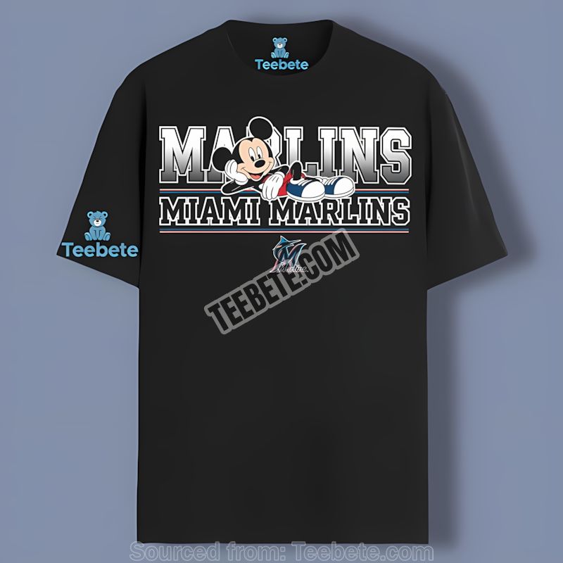 Miami Marlins Mickey Mouse Relaxed Style Sports Shirt