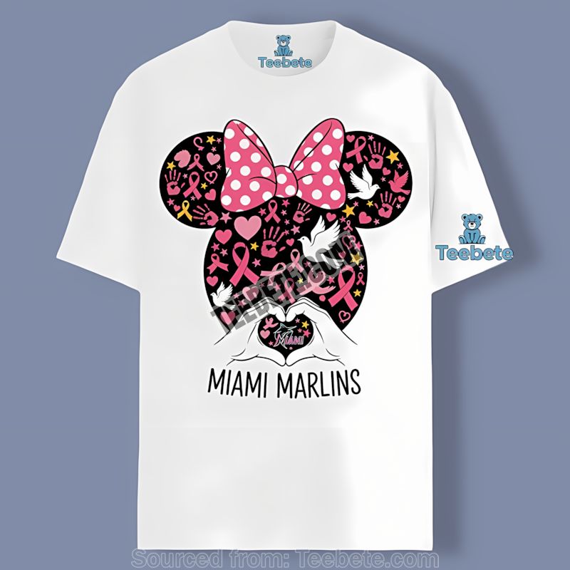 Miami Marlins Minnie Mouse Breast Cancer Awareness Shirt