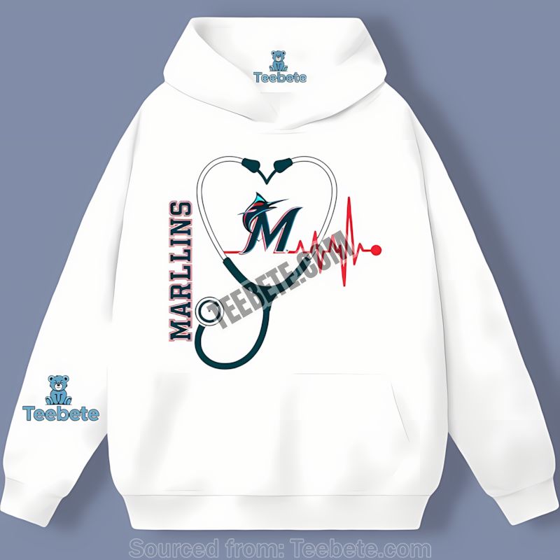 Miami Marlins Nurse Heartbeat Vintage Graphic Hoodie Miami Marlins Nurse Heartbeat Vintage Graphic Hoodie