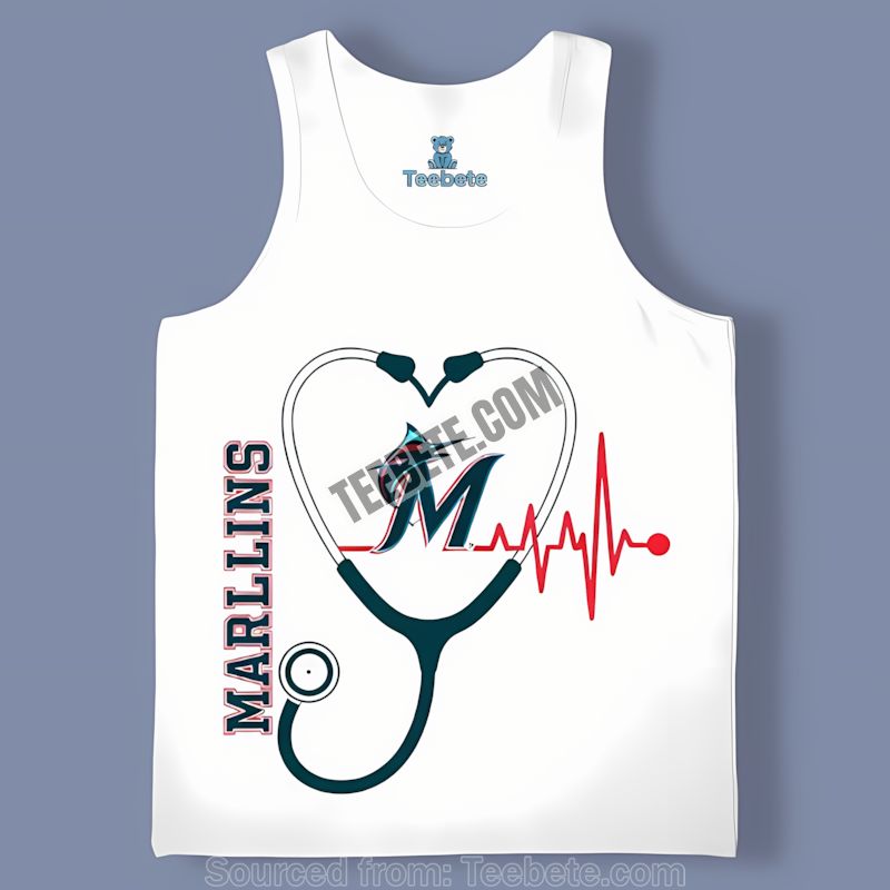Miami Marlins Nurse Heartbeat Vintage Graphic Tanktop Miami Marlins Nurse Heartbeat Vintage Graphic Tanktop