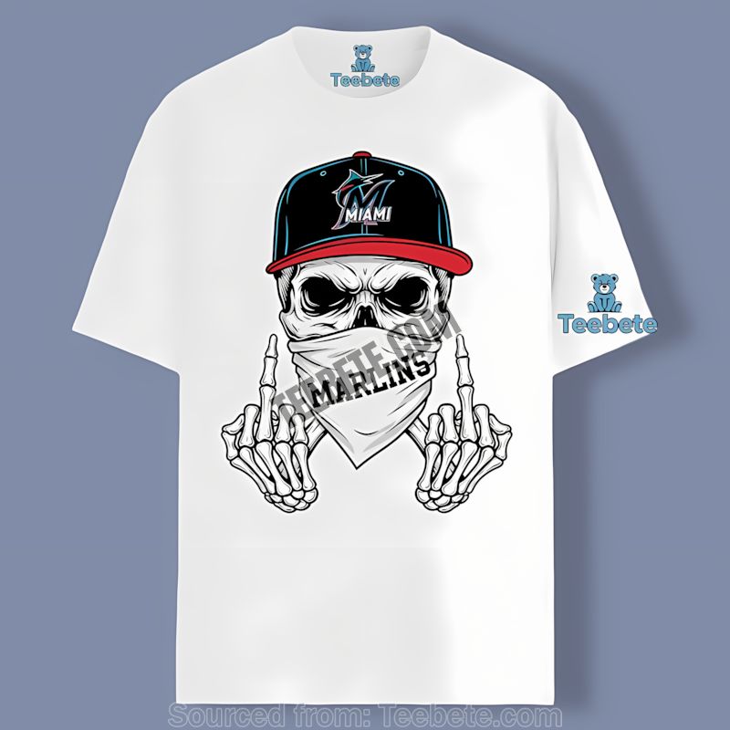 Miami Marlins Skull Bandana Graphic Cotton Shirt