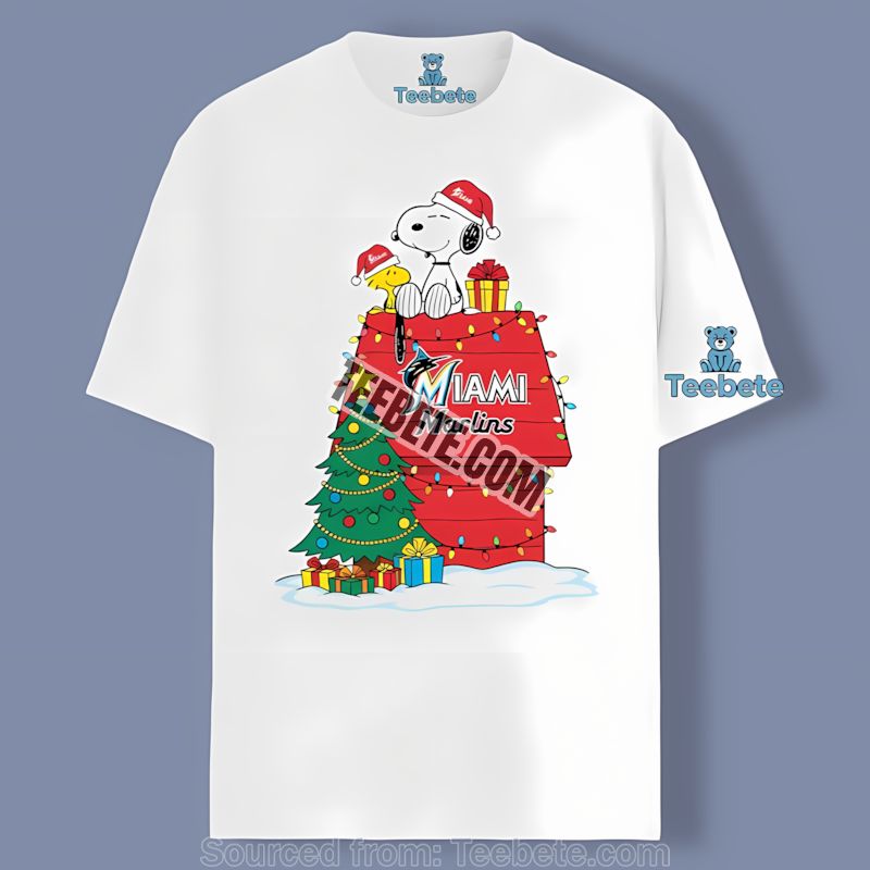 Miami Marlins Snoopy Woodstock Christmas Sports Shirt