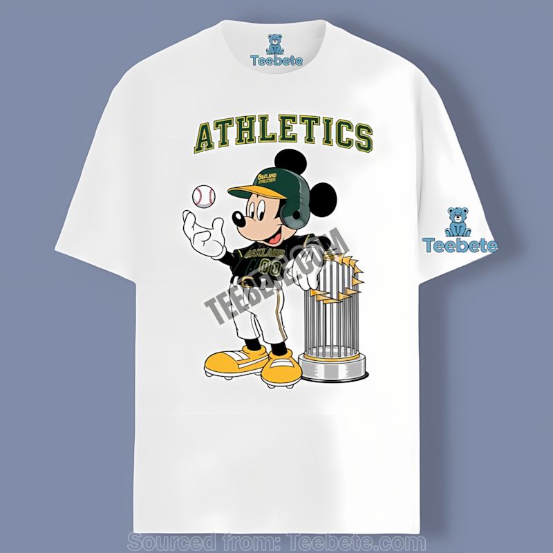 Mickey Baseball Bat Cartoon Oakland Athletics Regular Shirt