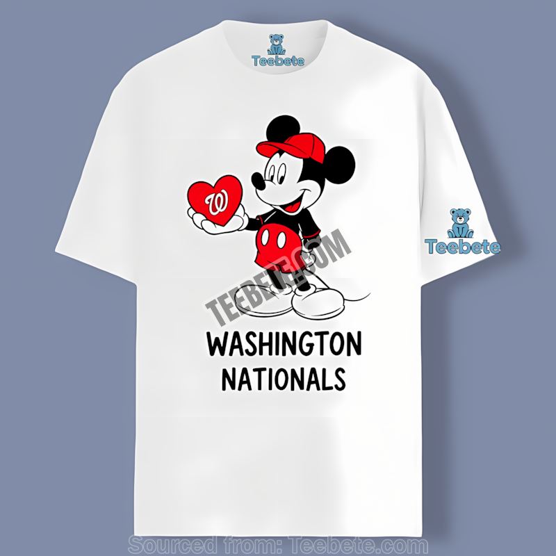 Mickey Heart Washington Nationals Cotton Shirt