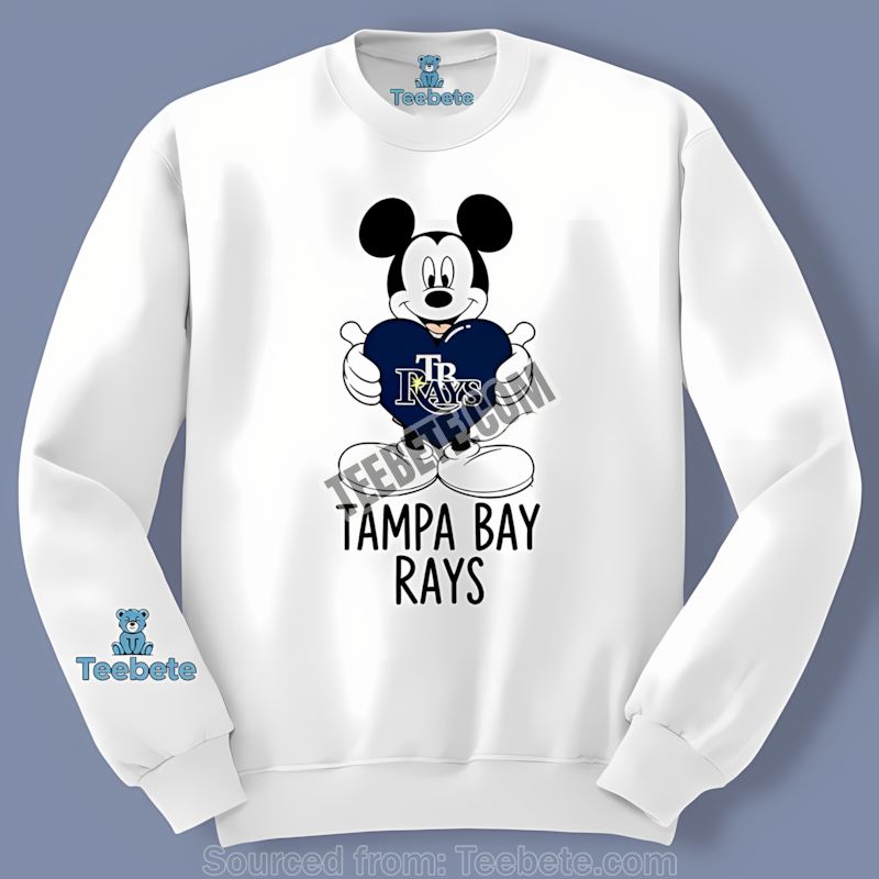 Mickey Shows Heart For Tampa Bay Rays Color Long Sleeve Mickey Shows Heart For Tampa Bay Rays Color Long Sleeve