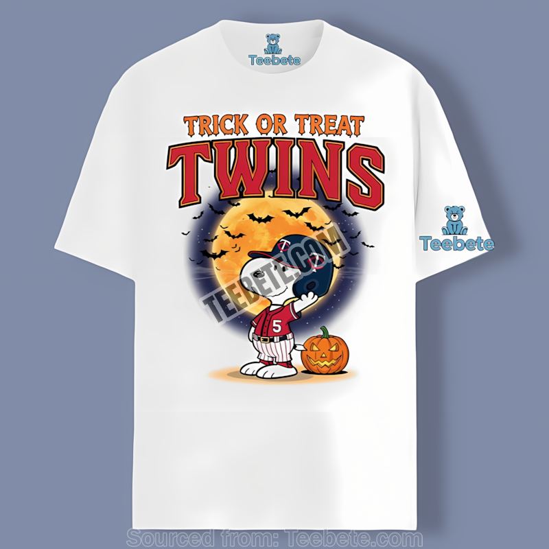 Minnesota Twins Halloween Snoopy Trick Or Treat Cotton Shirt