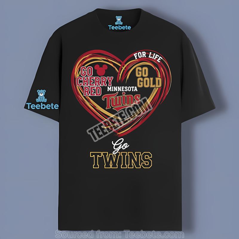 Minnesota Twins Heart Go Cherry Red Go Gold Retro Shirt