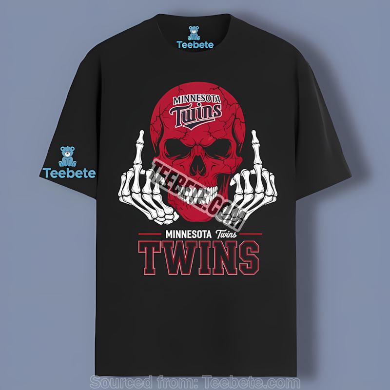 Minnesota Twins Skull Middle Finger Shirt For Adults