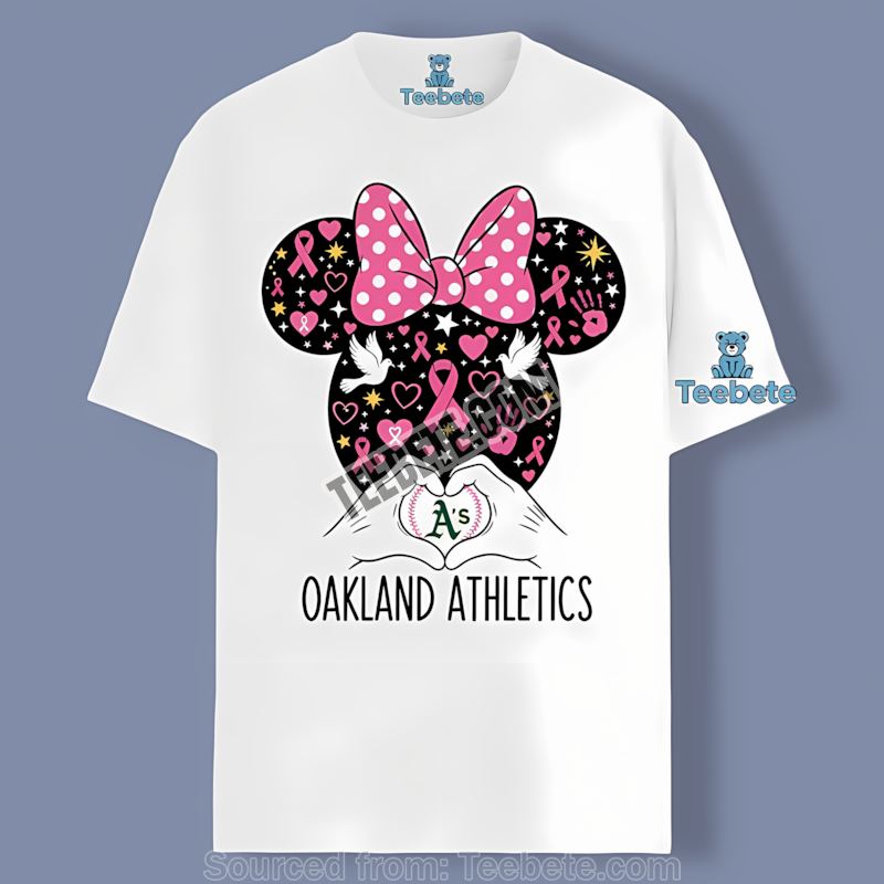 Minnie Mouse Breast Cancer Awareness Oakland Athletics Graphic Shirt