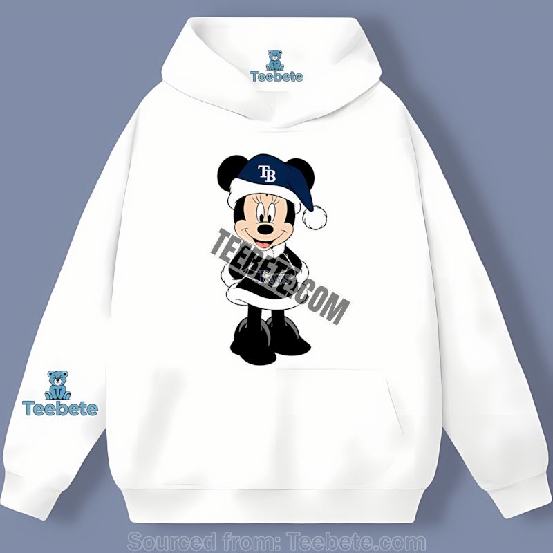 Minnie Mouse Christmas Fun With Tampa Bay Rays Retro Hoodie Minnie Mouse Christmas Fun With Tampa Bay Rays Retro Hoodie