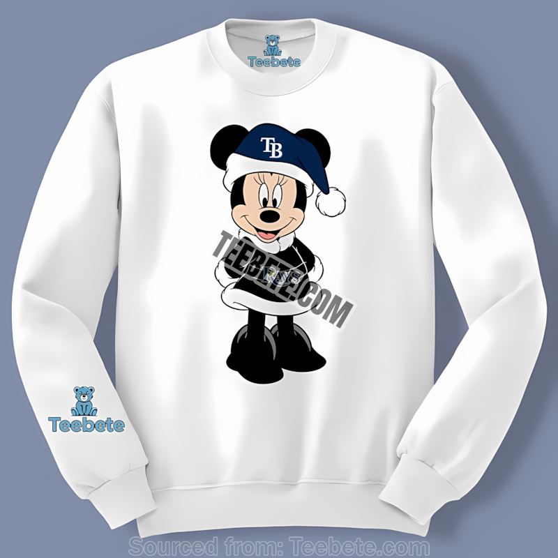 Minnie Mouse Christmas Fun With Tampa Bay Rays Retro Long Sleeve Minnie Mouse Christmas Fun With Tampa Bay Rays Retro Long Sleeve