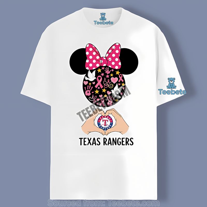 Minnie Mouse Supports Texas Rangers Breast Cancer Awareness Shirt
