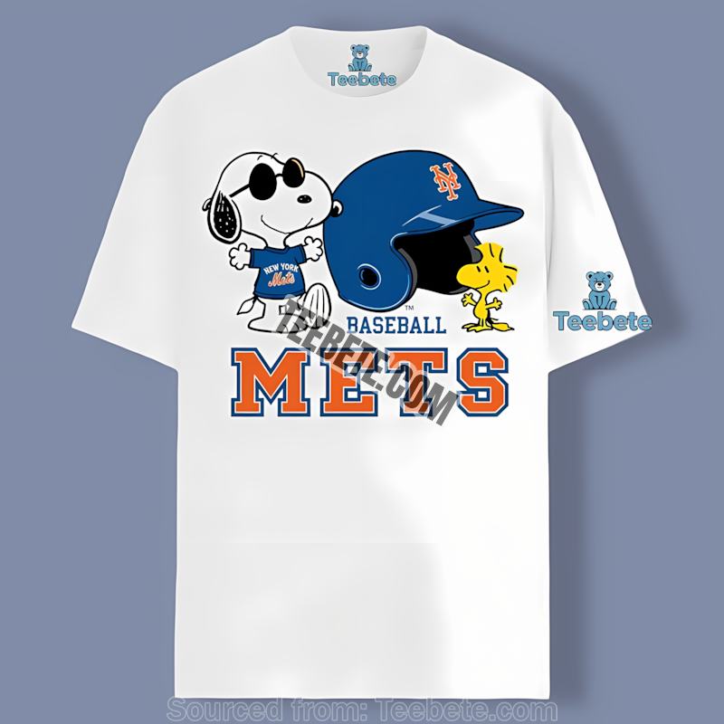 New York Mets Helmet Vs Snoopy And Woodstock Adults Shirt
