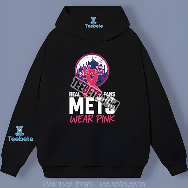 New York Mets Real Fans Wear Pink Unisex Hoodie New York Mets Real Fans Wear Pink Unisex Hoodie