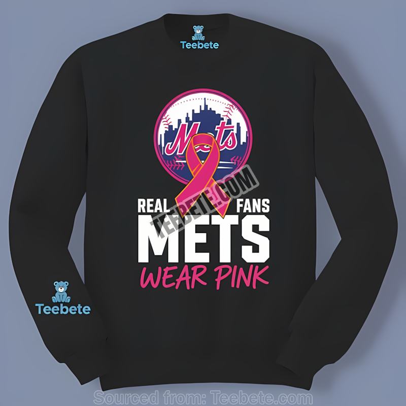 New York Mets Real Fans Wear Pink Unisex Long Sleeve New York Mets Real Fans Wear Pink Unisex Long Sleeve