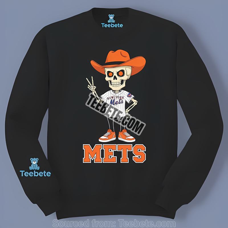 New York Mets Skeleton Cowboy Unisex Long Sleeve New York Mets Skeleton Cowboy Unisex Long Sleeve