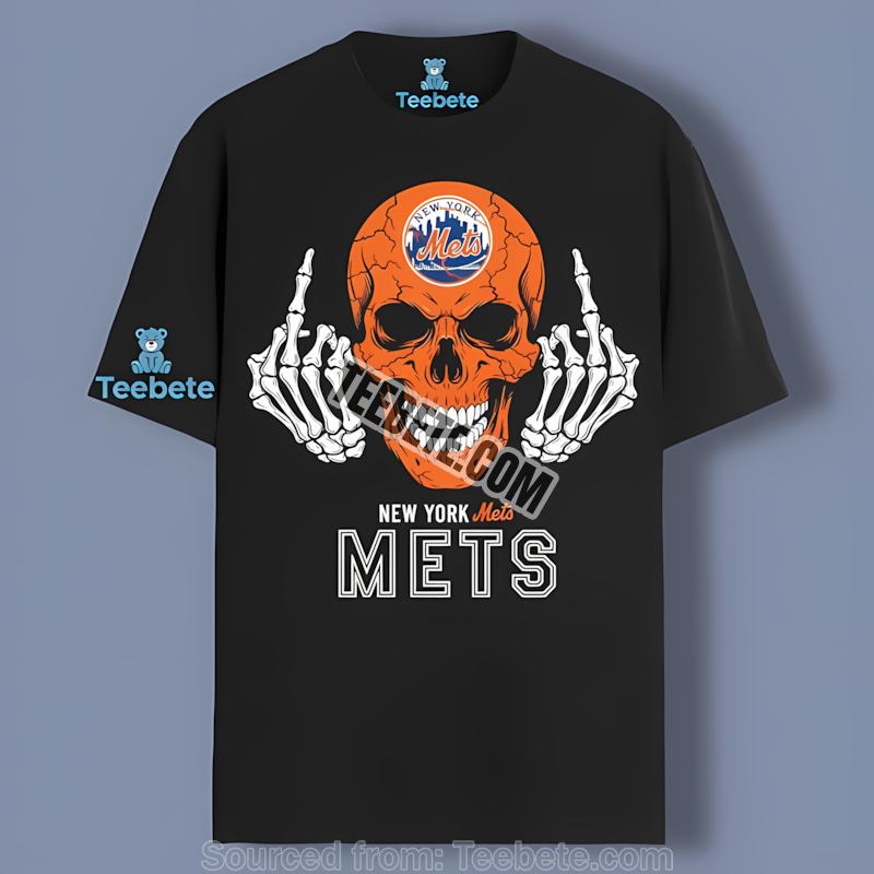 New York Mets Skull Middle Finger Cotton Shirt