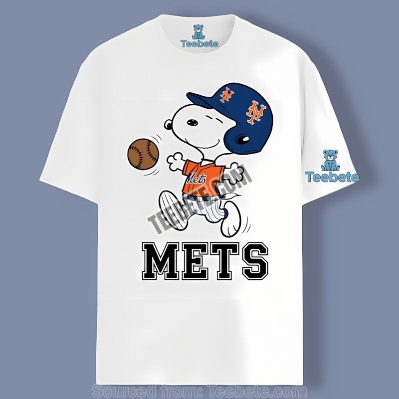 New York Mets Snoopy Baseball Running Retro Shirt