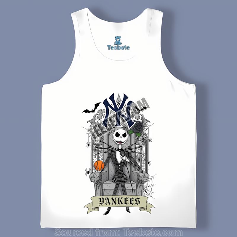 New York Yankees Jack Skellington Throne Vintage Tanktop Classic New York Yankees Jack Skellington Throne Vintage Tanktop Classic