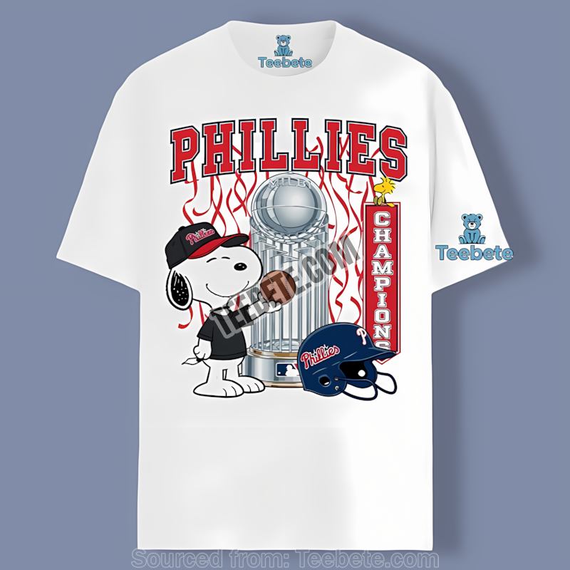 Philadelphia Phillies Champions Snoopy Celebration Cotton Shirt