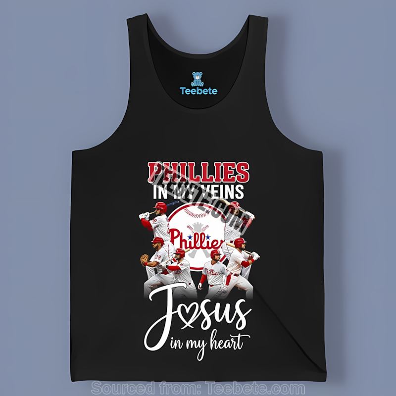 Philadelphia Phillies In My Veins Jesus In My Heart Tanktop Philadelphia Phillies In My Veins Jesus In My Heart Tanktop