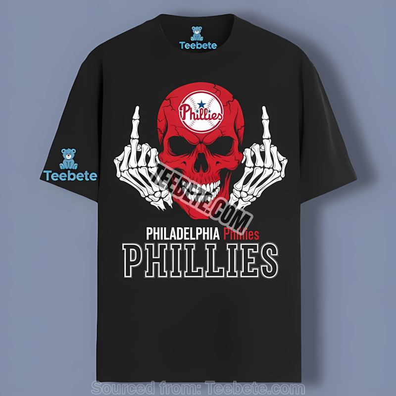 Philadelphia Phillies Skull Middle Finger Cotton Shirt